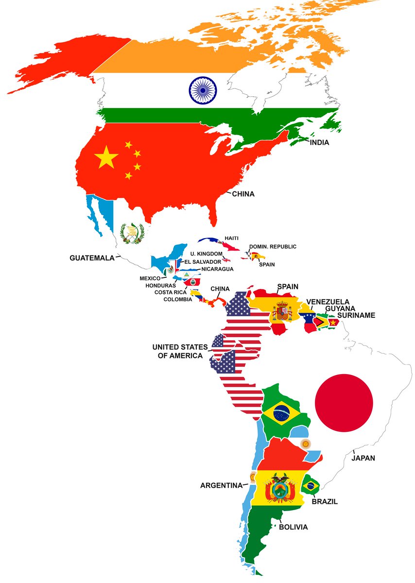 xruiztru's tweet photo. Countries of the Americas by 1st largest foreign nationality. https://t.co/0t6gCQcjCY