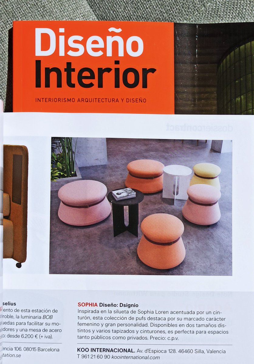 DSIGNIO_COM's tweet image. Gracias @RDisenoInterior por publicar nuestro puf Sophia, un #diseño para @koointernationa