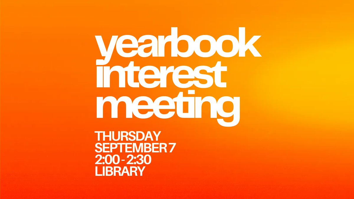 Interested in joining the yearbook staff? There will be a brief meeting after school on Thursday, September 7 in the library for anyone thinking about joining. If you can't make it, email spartanyearbook@ux...