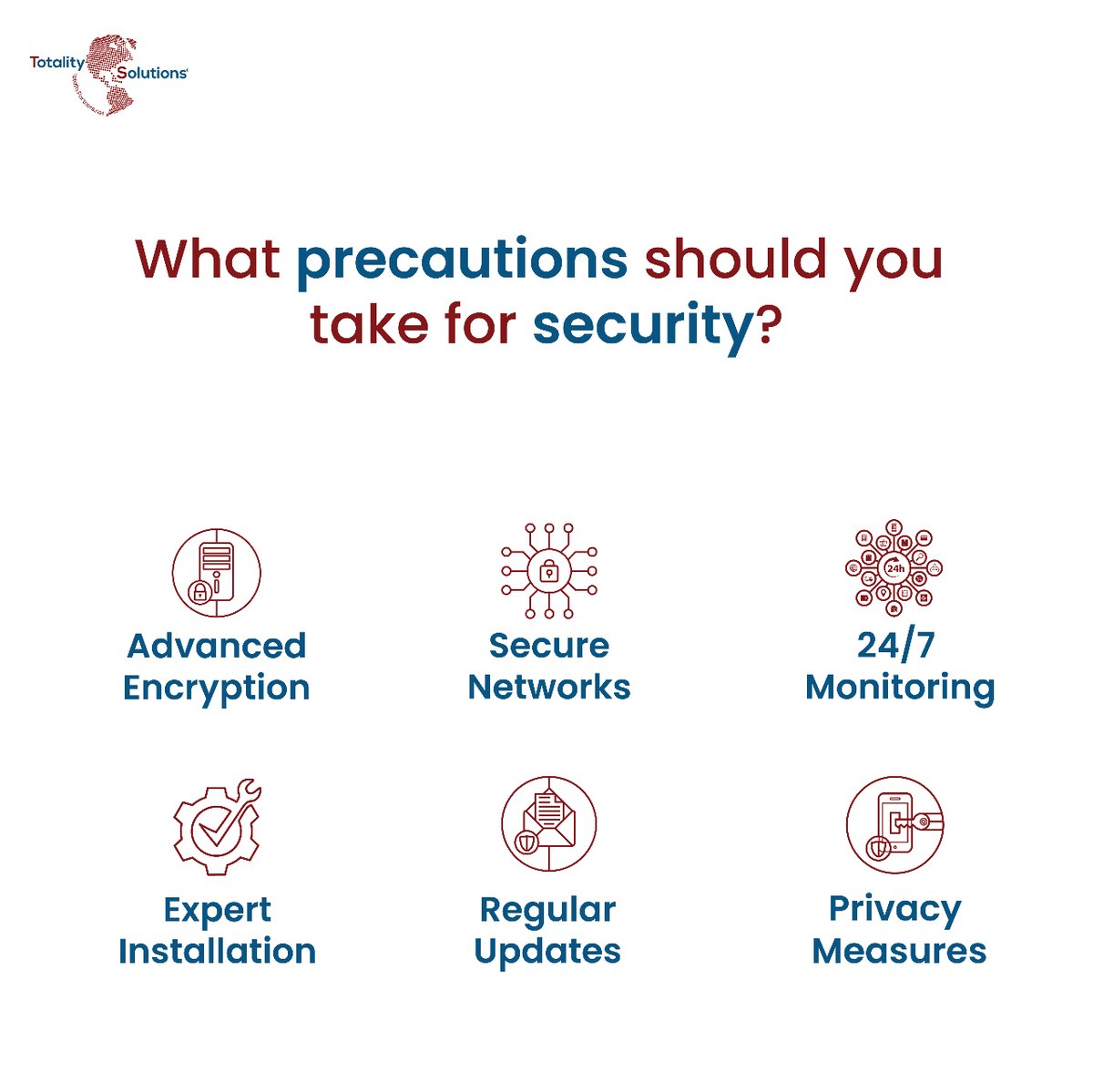 TotalityInc's tweet photo. Stay secure online with these 6 tips:

Use strong codes for data security.

Seek expert help for setup.

Use safe Wi-Fi on the go.

Keep apps updated.

Stay vigilant 24/7.

Protect personal info with strong passwords.

#OnlineSafety #CyberSecurity https://t.co/1W8nd5gGK2