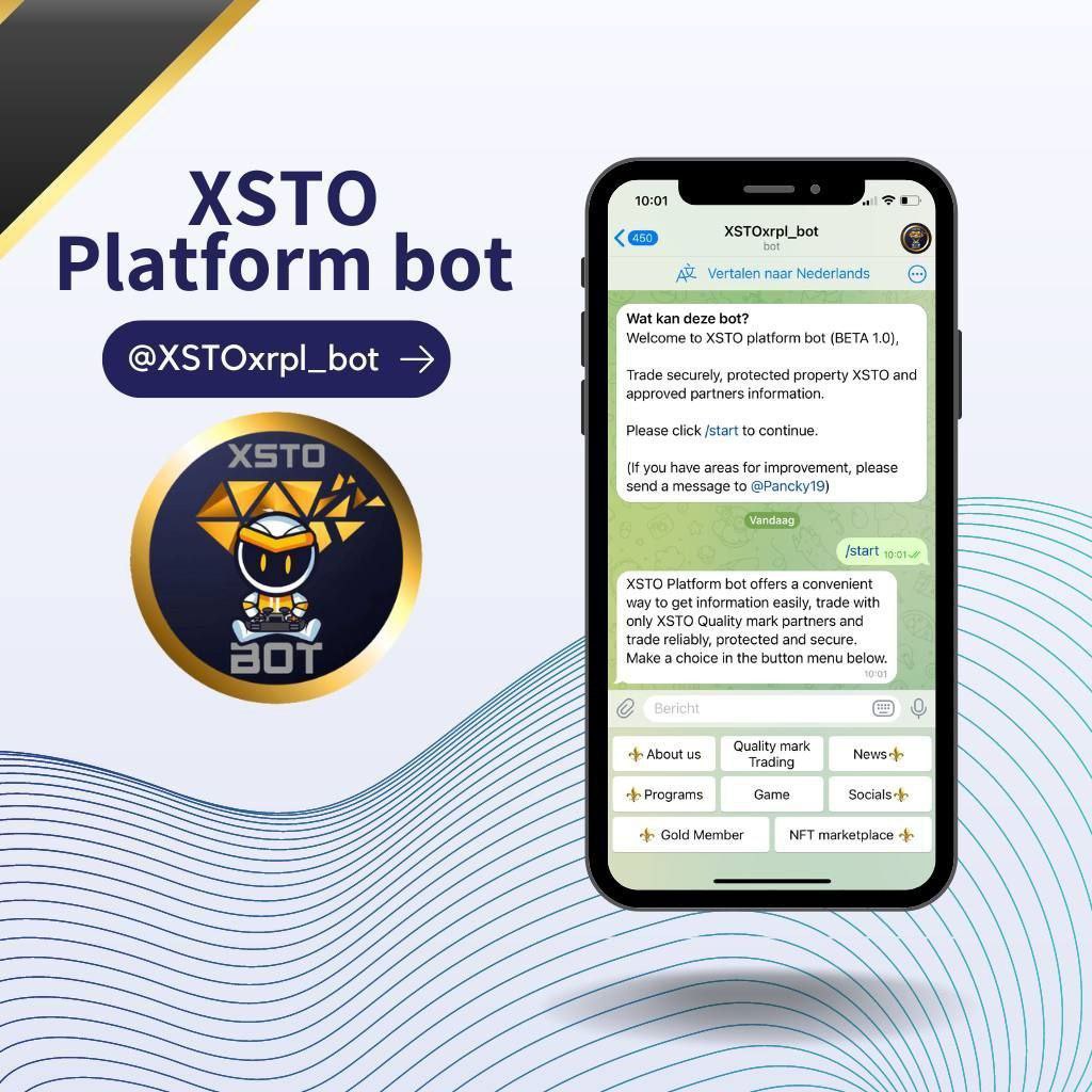 XSTO platform bot

Telegram name: @XSTOxrpl_bot
Users: everyone

🔘 Quality mark trading
🔘 News
🔘 Program overview
🔘 Weekly game
🔘 Information
🔘 Gold Members (info, news)

Experience the easy use of the bot. Go to Telegram and discover the benefits🔥
