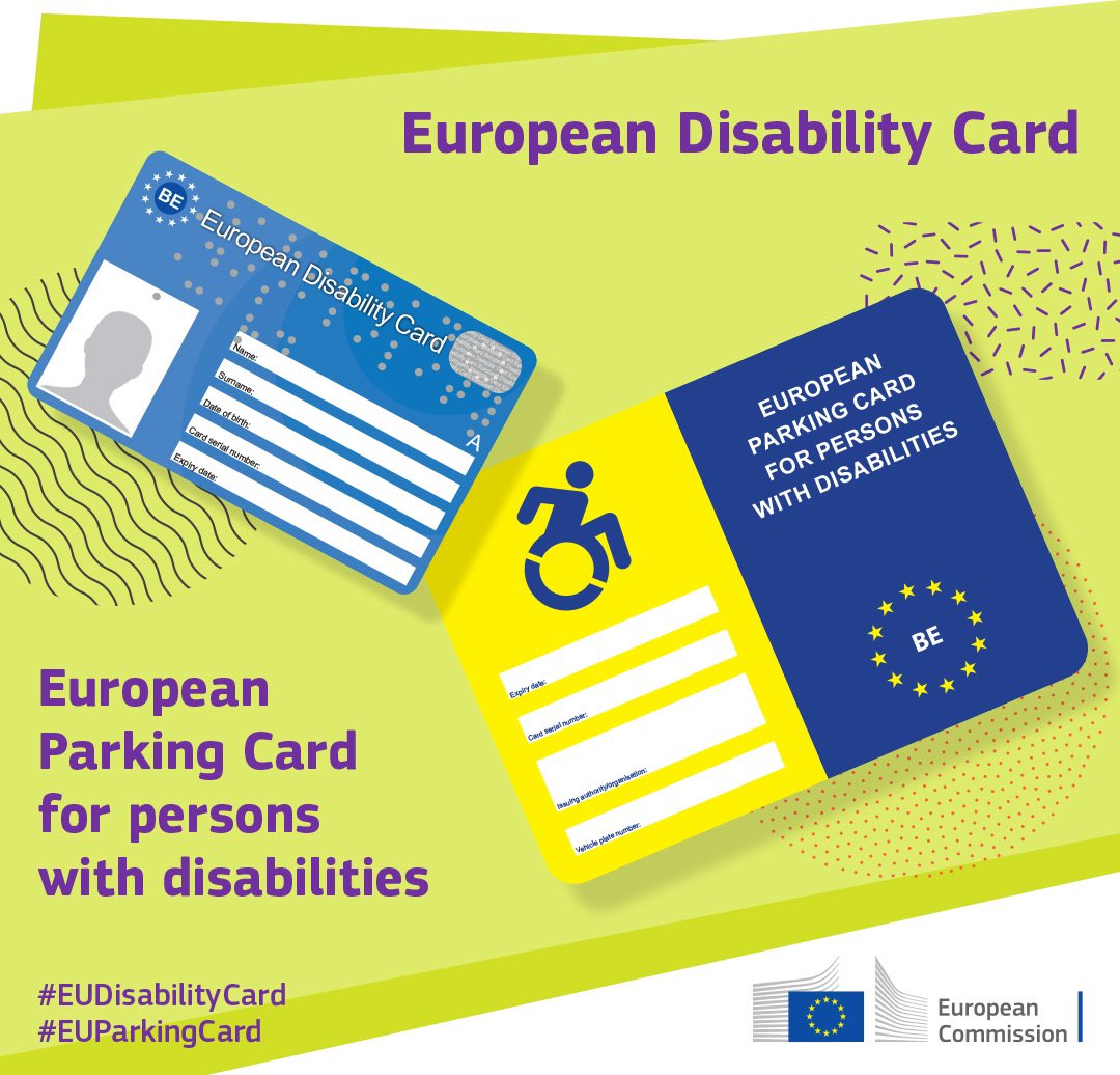 A disability must not stop people from traveling and moving freely around Europe.

Happy to propose #EUDisabilityCard and #EUParkingCard valid in all 🇪🇺.
 
It will make life easier to around 87 mio people and their families.

👉 ec.europa.eu/commission/pre…

#UnionOfEquality