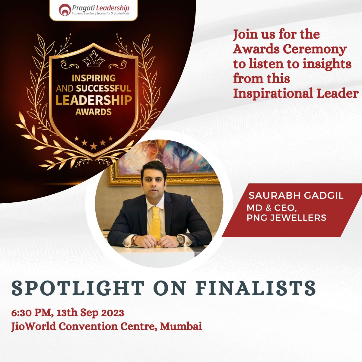 We welcome Dr Saurabh Gadgil, MD & Chief Executive Officer, PNG Jewellers, as a finalist of the ISLA Awards 2023. 
Refer to more details - lnkd.in/d3ZnQR9B

#leadershipawards #isla2023 #inspiringleaders #awards