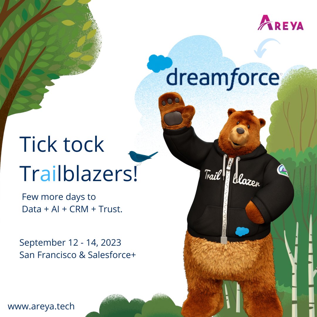 AreyaTech's tweet photo. @Dreamforce 2023: Where the magic happens!✨

From September 19-22, San Francisco will transform into the epicentre of innovation, and what's more exciting is that @AreyaTech is going to be there!

Stay tuned!
See you at Dreamforce! https://t.co/PGbeIMNYLH