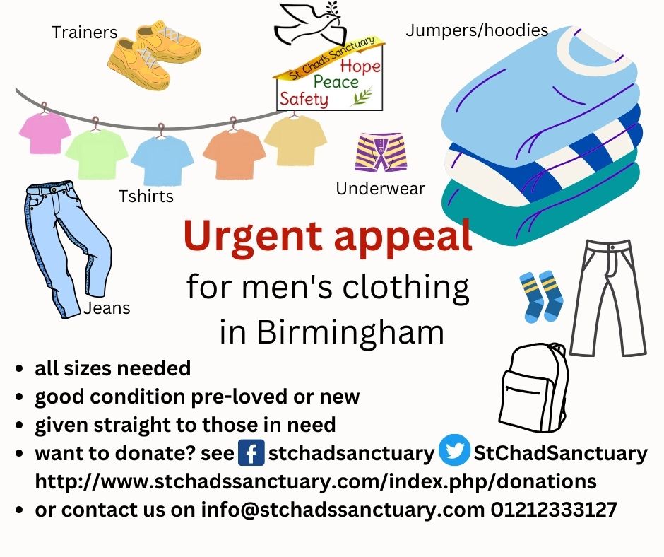 We have had requests to clothe *130* asylum seekers next week. We need help to extend welcome to our new friends. Please deliver practical donations as explained on the picture, or make a financial donation⬇️
If you cannot donate, please retweet so that others can!