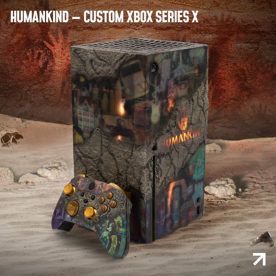 wearetakeoff's tweet photo. Where better to start than the beginning? We were delighted to work with Amplitude and #sega to create this #humankindgame -themed #XboxSeriesX with lights and matching controllers, inspired by the cool 'cave paintings' animation from the game's trailer.
#customconsole #gaming https://t.co/J4MSIT9wiC