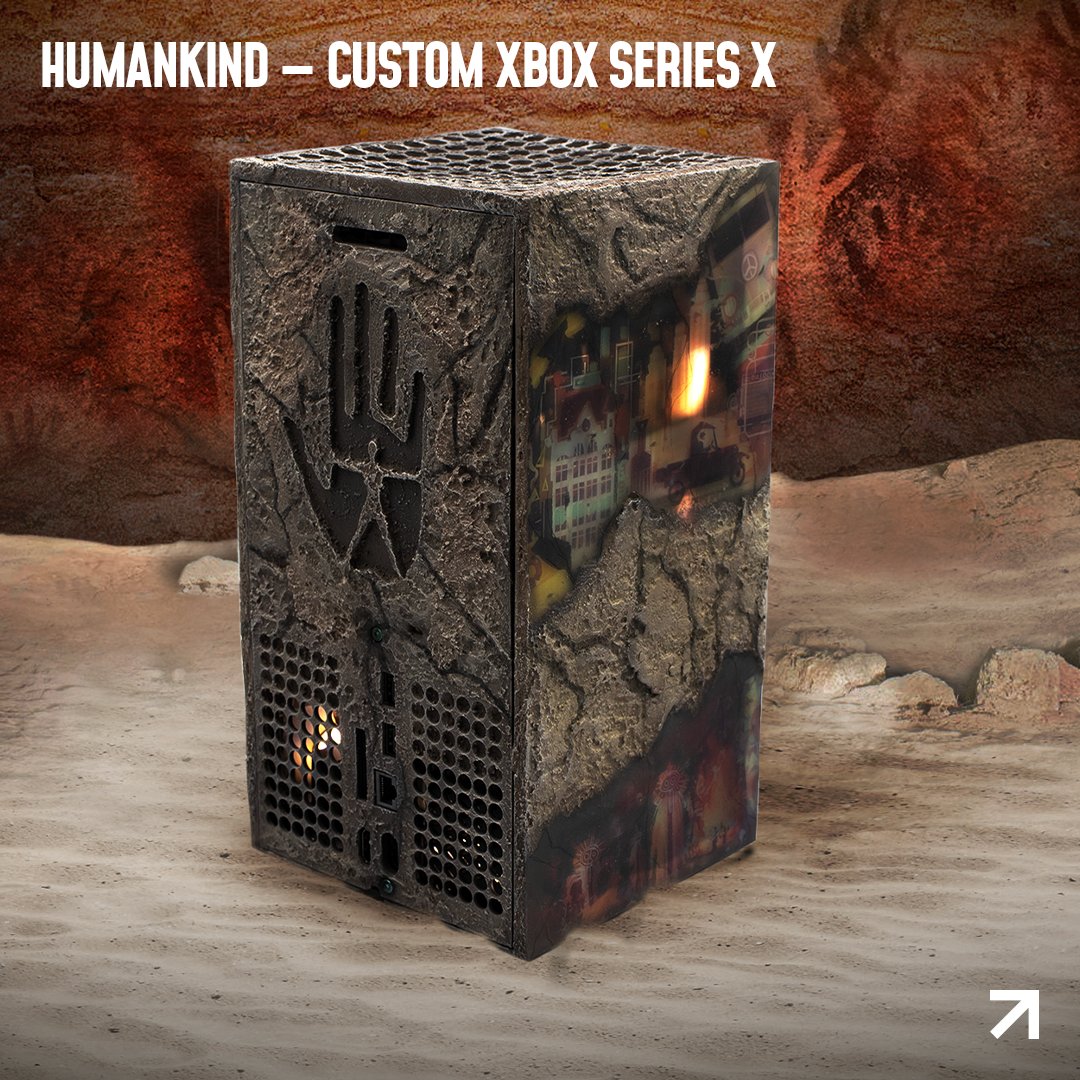wearetakeoff's tweet photo. Where better to start than the beginning? We were delighted to work with Amplitude and #sega to create this #humankindgame -themed #XboxSeriesX with lights and matching controllers, inspired by the cool 'cave paintings' animation from the game's trailer.
#customconsole #gaming https://t.co/J4MSIT9wiC
