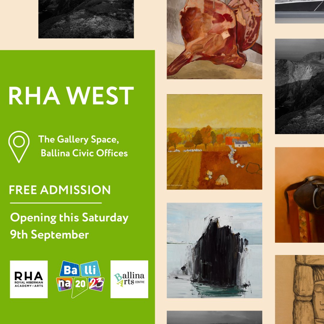 #RHAWest opens this Saturday 9th Sep 🎉 🗓 Sep 9th - Oct 20th ⏲ Mon - Fri, 10am-1pm & 2pm-4pm 📍The Gallery Space, Ballina Civic Offices To celebrate Ballina's 300th birthday and RHA's 200th anniversary, RHA will showcase a collection of its members artwork. #Ballina2023