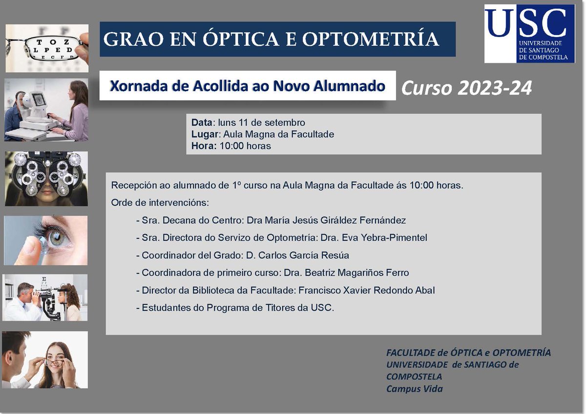 Comeza un novo curso!
Agardámosvos con ilusión!!

#novocurso #empezamosFooUsc #xornadadeacollida