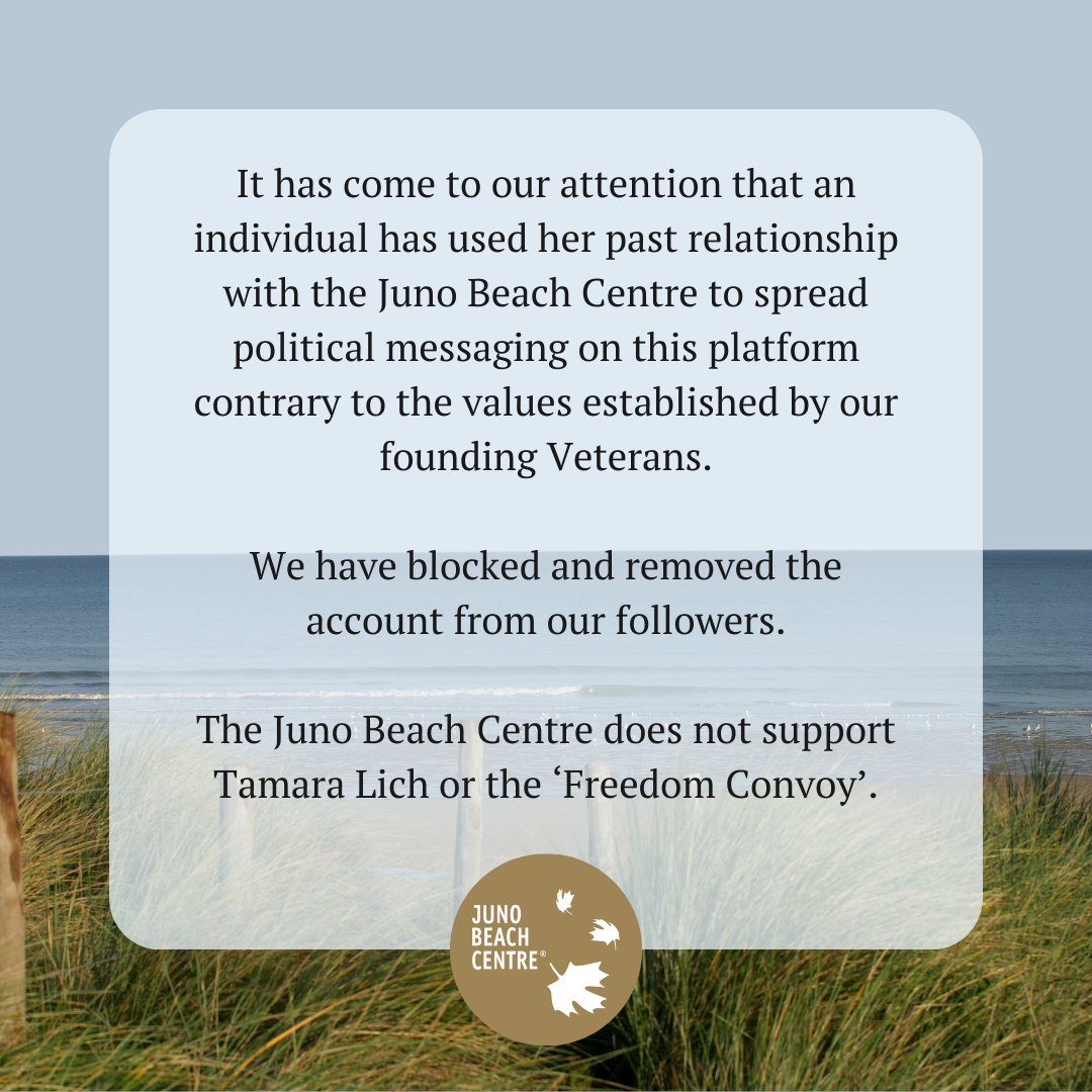 @PierrePoilievre The Juno Beach Centre does not support Tamara Lich or the freedumb convoy. You know who supported Tamara Lich and the Freedumb convoy? PIERRE POILIEVRE. that's who. The leader of the opposition supported the occupation of our capital city. Let that sink in Canada.