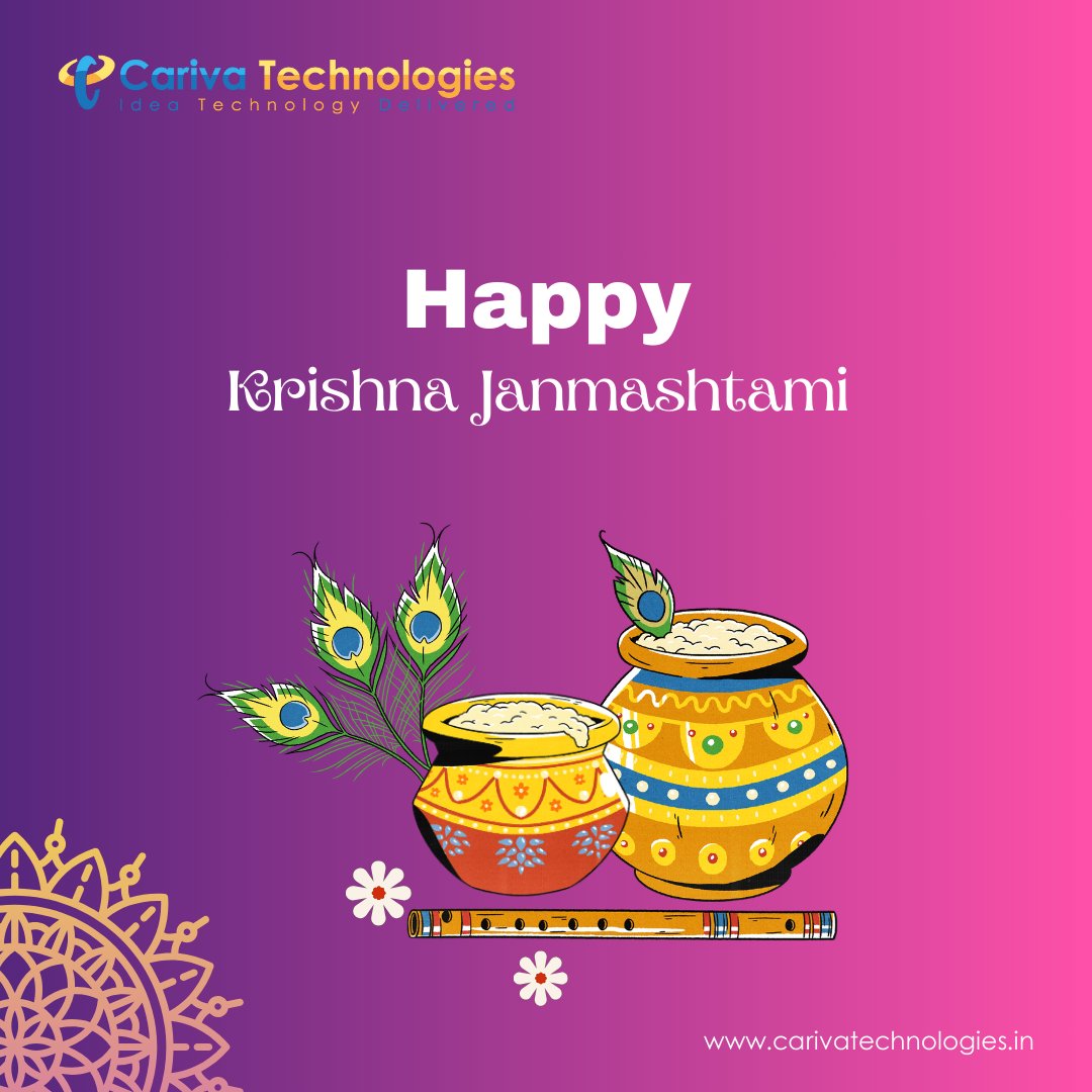 carivatech's tweet photo. "Let's work to emulate Lord Krishna's greatness in our #IT endeavors on this auspicious day. Wishing you a tech-savvy #Janmashtami!" https://t.co/0RilxLCmA2