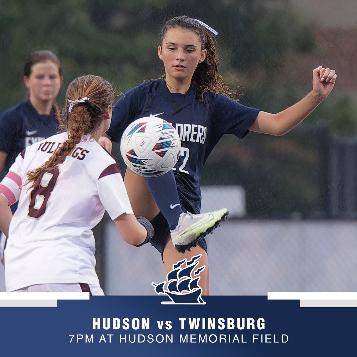 HudsonGirlsSoc's tweet photo. Hudson takes on conference rival Twinsburg today. Come cheer on your Lady Explorers! 

Match 7:
🆚 | Twinsburg
🗓️ | Wednesday, 9/6
📍| Hudson Memorial Stadium
⏰| JV 5:00PM/ Varsity 7:00 PM
🎟️| https://t.co/8Uvw6nQZrp https://t.co/kFET4m019i