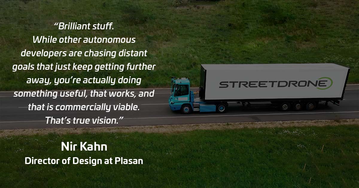 StreetDrone’s autonomous yard operations capability will deploy into any non-public road logistics operation - perfect for ports, retail distribution and large-scale industrial environments. Learn more: streetdrone.com #DeliveringAutonomy #AutonomyForNow