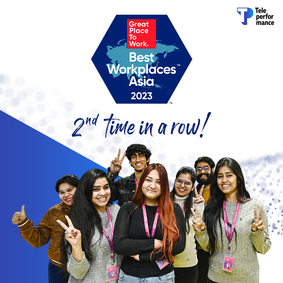 WeAreTPinIndia's tweet photo. We’re proud to announce that Teleperformance has been recognized among the 2023 Best Workplaces in AsiaTM once again by Great Place to Work®.
Read More: https://t.co/NlrKv3Kqpn
#TPIndia #GreatPlaceToWorkInAsia #GPTWCertified #ProudToBeTP https://t.co/w8TDXqHfGy