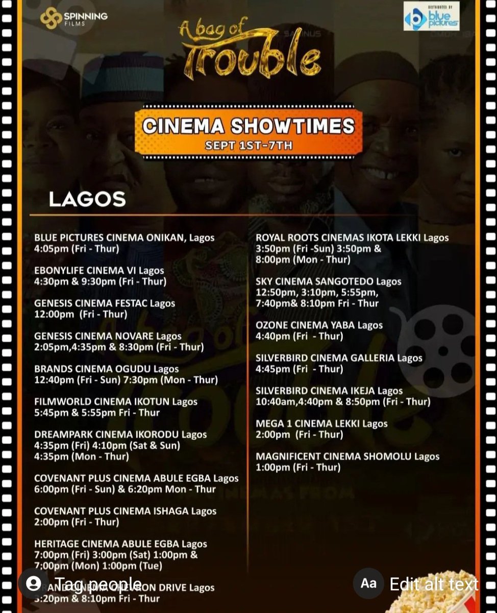 Lagos! You can see the exhilarating movie,'a Bag of Trouble' at these locations and times in Lagos.

After prayers, are you ready for answers?