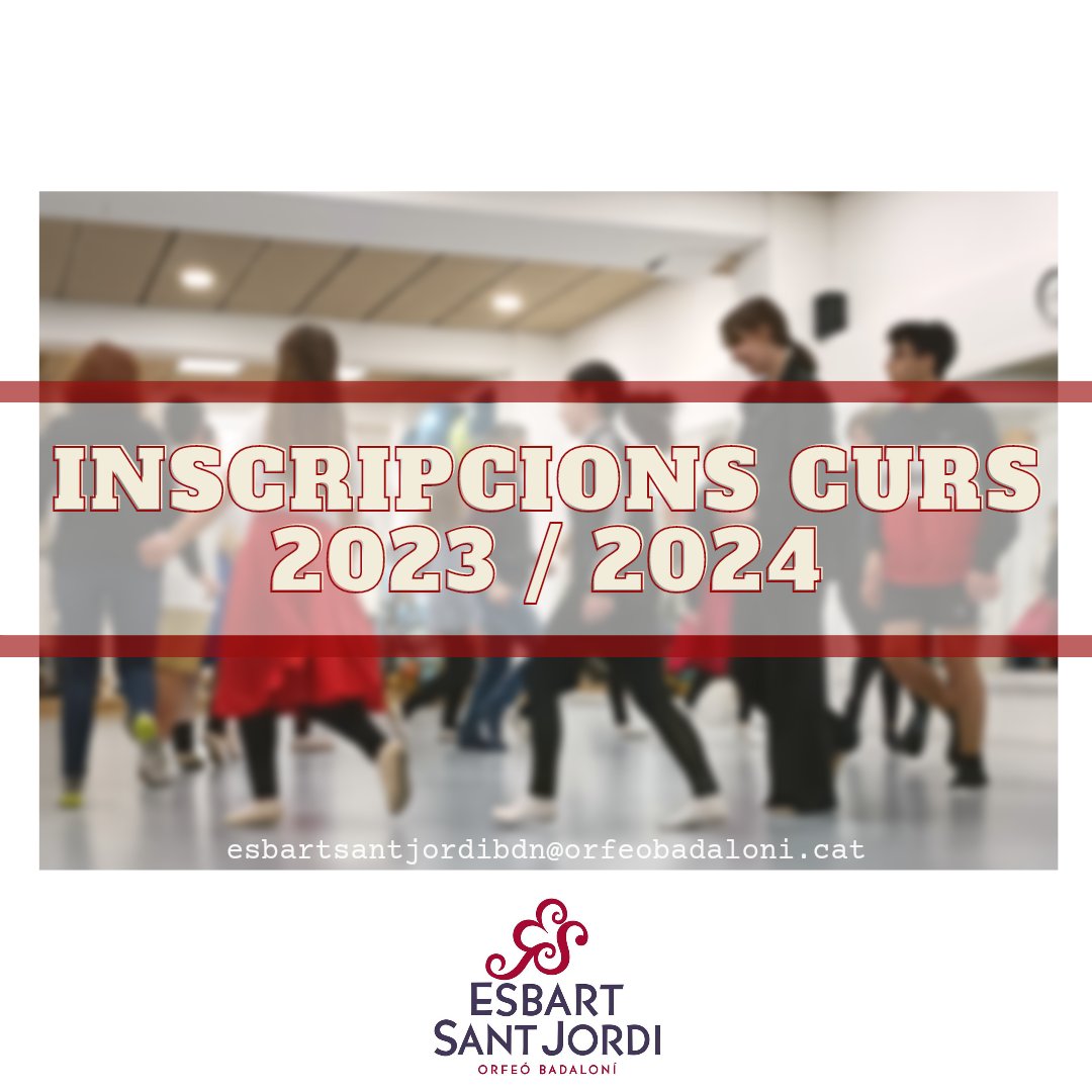 Inscripcions obertes pel proper curs 2023 / 2024 🎉

T'agrada ballar? Vols provar la dansa tradicional d'arrel catalana?

L'#EsbartSantJordiBDN és la teva oportunitat de provar-ho, tant si tens experiència ballant com si és la teva primera vegada.

#EsbartSantJordiBDN (1/2)
