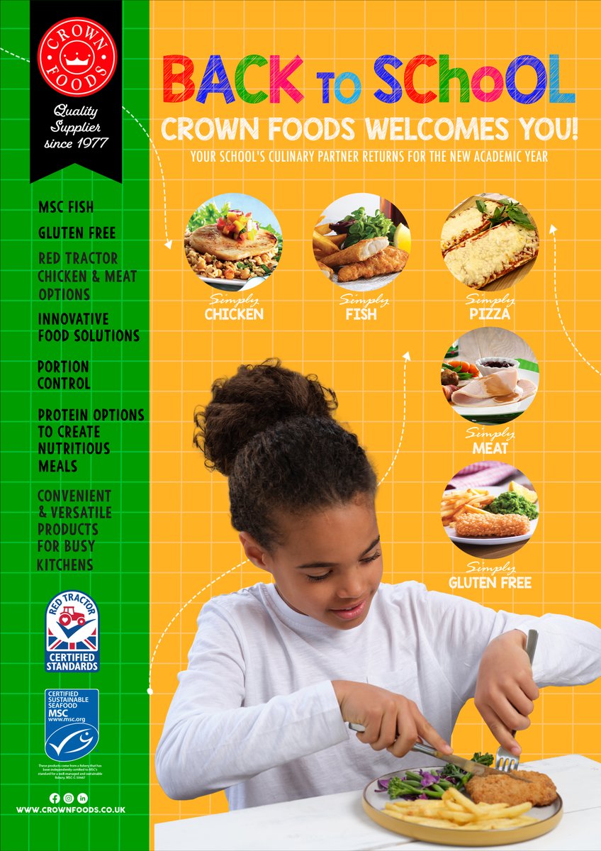 Crown Foods Is Here to Make Your School Menu Shine Again! Our goal is to provide you with a wide range of options to help you craft appealing and well-balanced menus.

📧 marketing@crownfoods.co.uk

#welcomeback #BackToSchool #schoolfood #simplydoesit #BacktoSchool2023