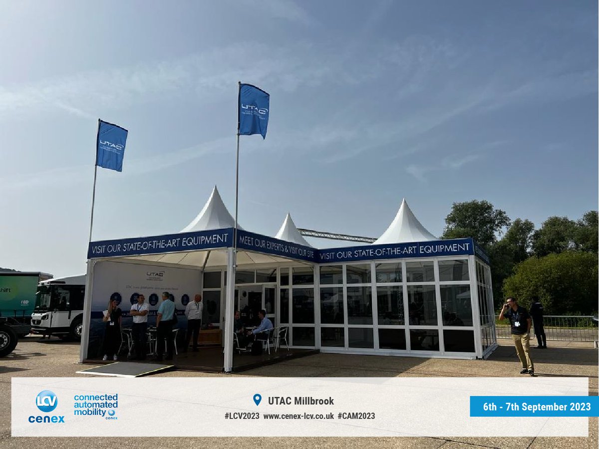 🇬🇧 The CENEX Low Carbon Vehicle (LCV) and Connected Automated Mobility (CAM) opens its doors today at our UTAC Millbrook site.

Book your visit now: tradeshows.kayo.fr/1bc66c41-632b-…

#SaferCleanerMobilityExperts #ProudtobeUTAC #UTAC #hydrogen #simulation #LCV2023 #CAM2023 @lcv_event
