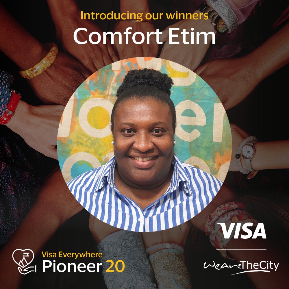 Refugee_Women's tweet image. We are delighted to announce that our Director, Comfort Etim has won a #Pioneer20 award by @WeAreTheCity @visanews. The award celebrates the achievement of incredible refugee women and we are thrilled that Comfort has been recognised for her work!