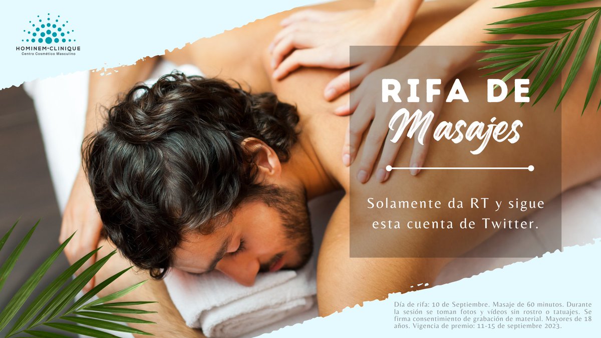 HominemClinique's tweet photo. Ustedes lo pidieron y nosotros escuchamos. ✨ ¡Vuelven las rifas de masaje! Para ganar uno de los 3 masajes solamente da RT. Además sigue nuestra cuenta. ✨ https://t.co/cjoMLXjPPc