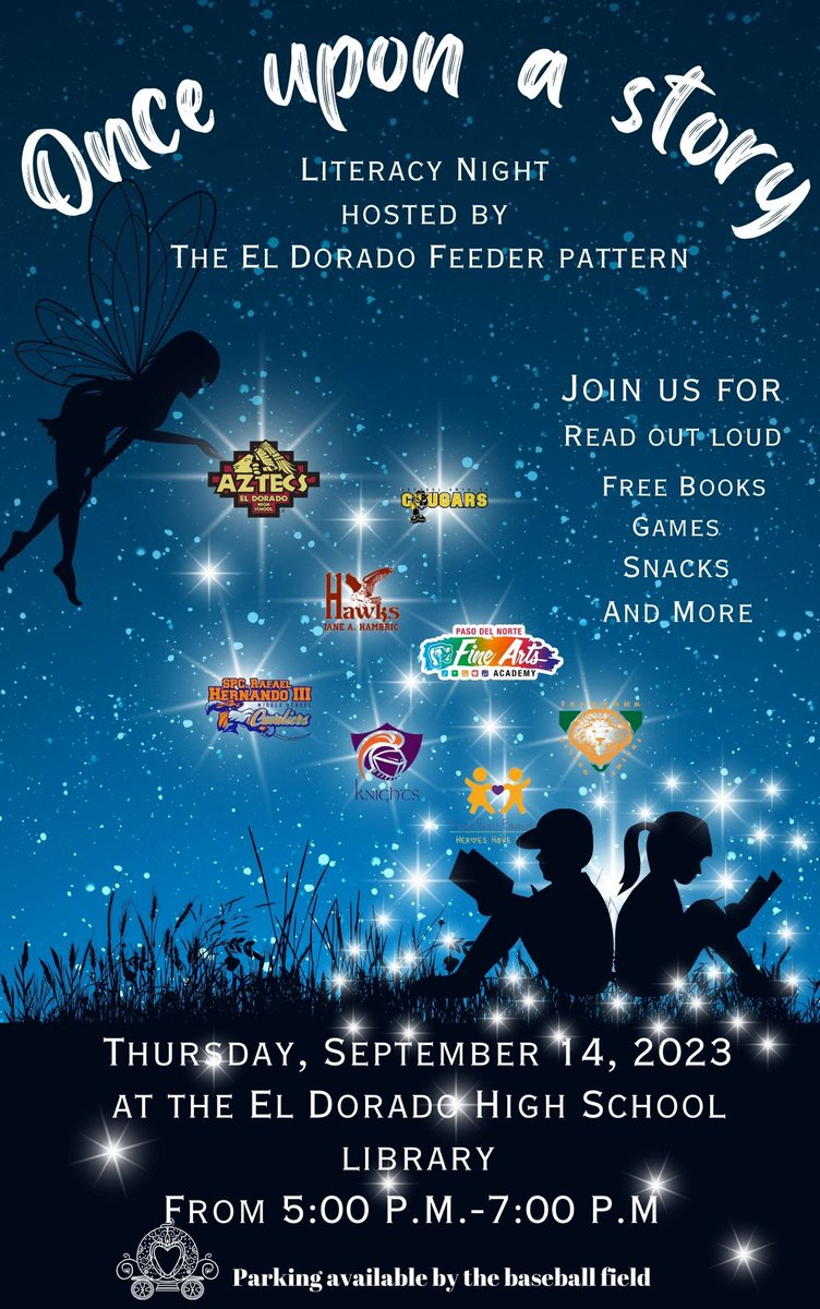 El Dorado Feeder proudly presents its literacy night “Once upon a Story” - join us for an evening of activities, games and of course books! #OneEmpire #SISD_Reads <a href="/Sparks_Interest/">Marcy Sparks</a>
