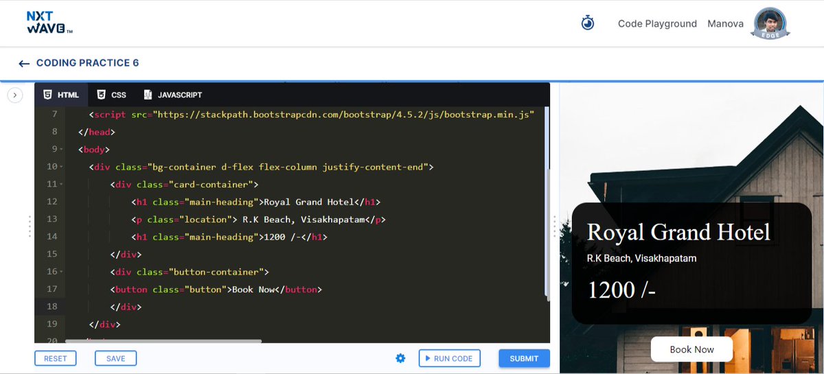 ManovaSamuelM's tweet photo. 🔥 Setting the bar high with my sixth code practice at NXT Wave! 🌟 I've built a sleek Hotel Booking Page 🏨 and a Cricketer Page 🏏, all powered by Bootstrap wizardry. 💻Excellence isn't a choice; it's the only way forward on my 🧑🏻‍💻Code to Win journey! 🔥@nxtwave_tech #Coding 🧑🏻‍💻 https://t.co/aRvE19ESsz