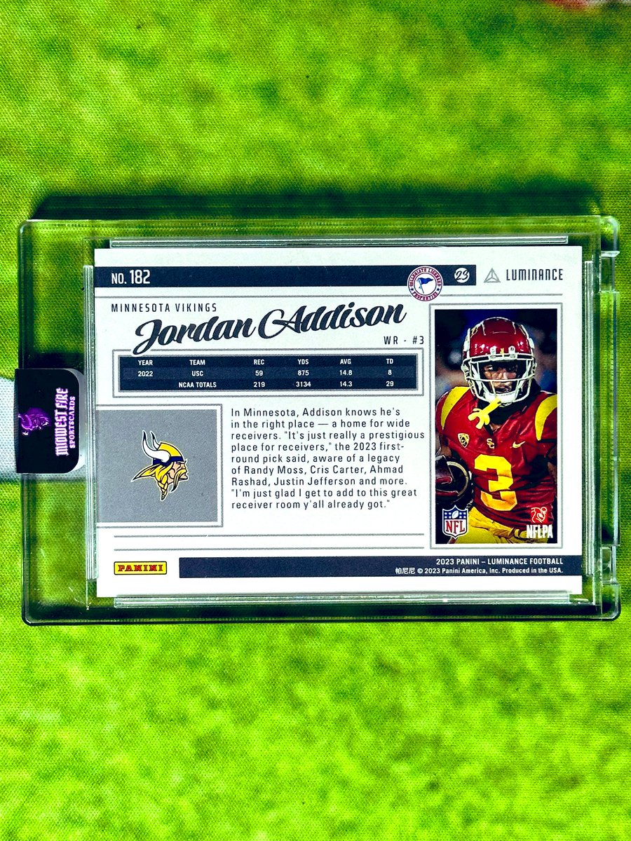 2023 Luminance Jordan Addison Platinum Cracked Ice 1/1 - $400 Obo! RT’s always appreciated! 🙏🏽🙏🏽🙏🏽 @Hobby_Connect @sports_sell @CardboardEchoes @HobbyRetweet_ @hobbyretweeters @Nolacardtweets