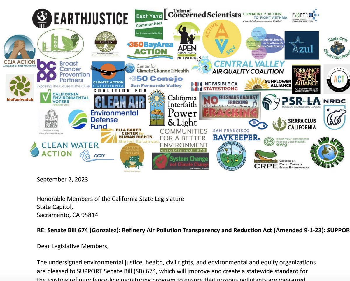 .@biofuelwatch stands in strong support of #SB674, authored by @SenGonzalez33.
#FrontlineCommunities, regulators & workers deserve to know the truth about the toxic emissions spewing from CA's petroleum AND #biofuel refineries!
#CalLeg PLEASE SUPPORT #SB674! 
#CARefineryDangers