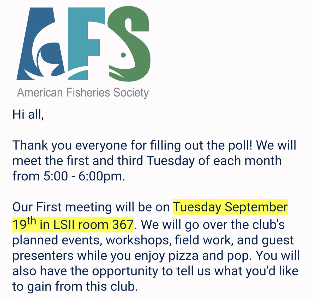 Our first meeting of the academic year has been scheduled!