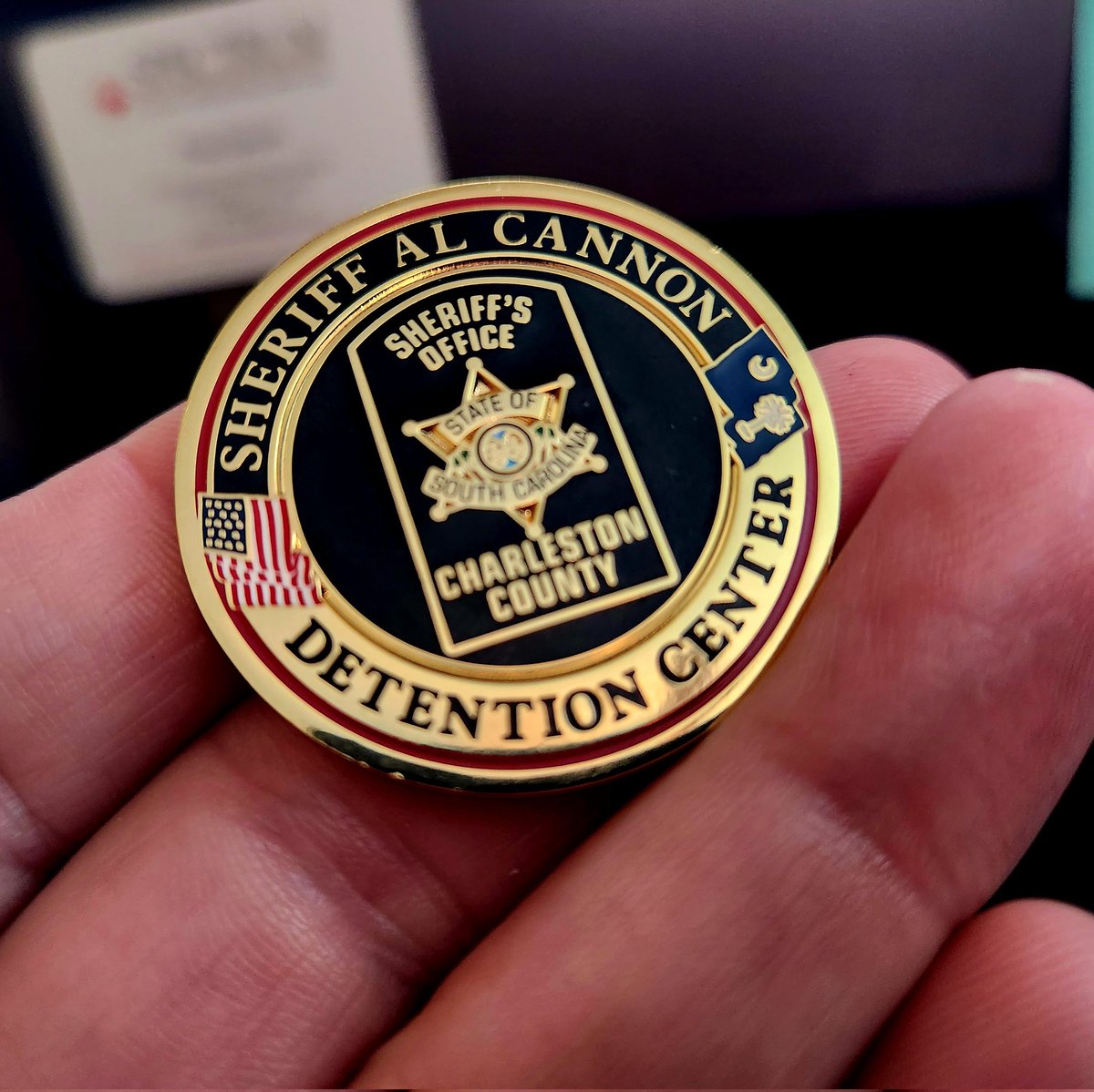 Fellow Patriot and LEO gave me this challenge coin! Ty, brother!!! 
💙🖤💙🖤💙🖤