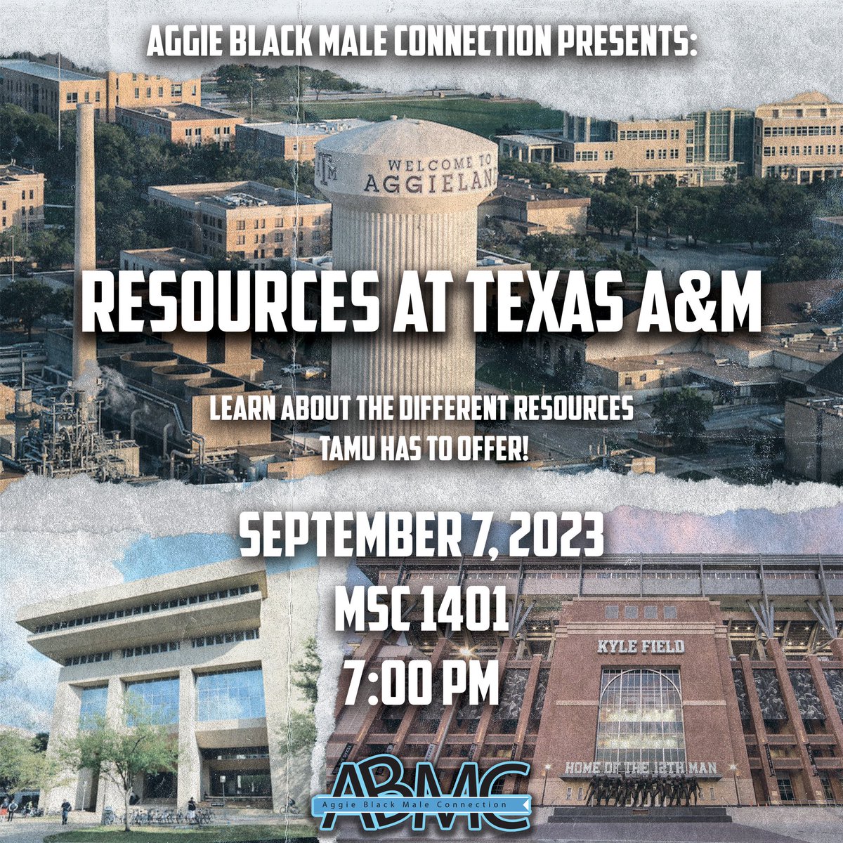 Howdy! Come hangout with ABMC and learn about the different resources Texas A&amp;M has to offer🫱🏽‍🫲🏾

⏰: 7PM
📍: MSC 1401

See you there! 

#tamu #tamu27 #tamu26