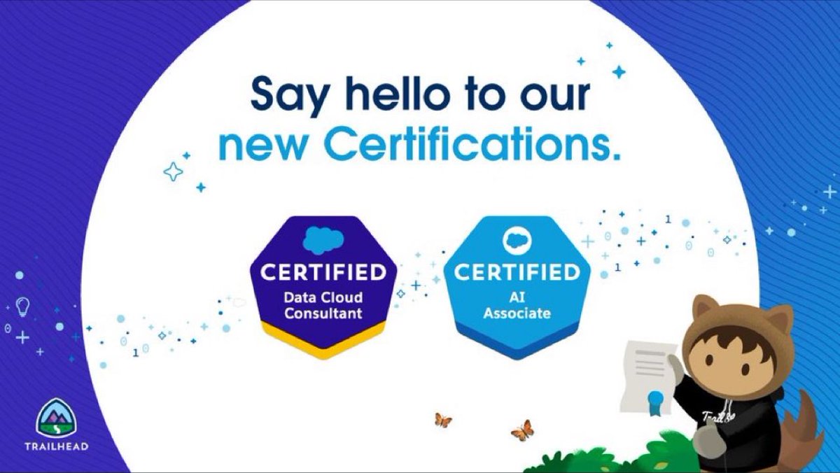 <a href="/salesforce/">Salesforce</a> <a href="/trailhead/">Trailhead</a> AI Associate and Data Cloud Consultant exams are now live! 

#Salesforce #trailhead