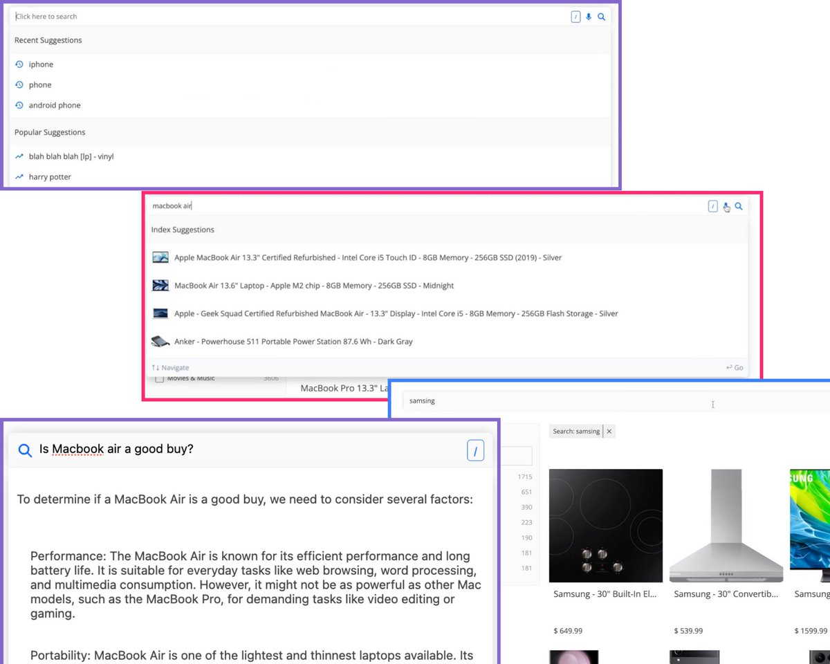 siddharthlatest's tweet photo. ReactiveSearch aims to provide an incremental AI adoption strategy for your business search as an alternative to betting on new solutions.

If your site search uses Elasticsearch, OpenSearch or Solr, you *can choose* to improve it by bringing context awareness, AI answering capabilities, always returning a result and more with ReactiveSearch pipelines and Search UI.

Let's see this with a closer look at building an e-commerce search pipeline that does all of the above:

https://t.co/U1VW3xujjv