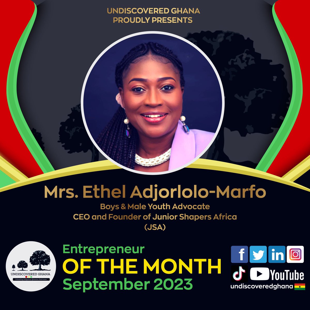 UndiscoveredGh1's tweet photo. “🌟 Meet Our September Entrepreneur of the Month: Ethel Adjorlolo-Marfo 🌟
Ethel’s journey in entrepreneurship is a testament to the power of dreams and relentless determination. With each challenge, she’s risen stronger, reshaping horizons and inspiring us all. #UndiscoveredGh https://t.co/kVZIellpcv