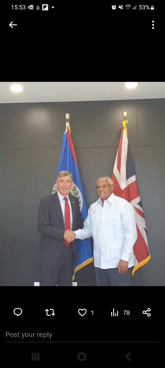 EcourtbzeEamon's tweet photo. I was happy to have substantive meetings with my colleague and friend @DavidRutley here in Belize. #Belize and the #UK have strong bilateral ties that we are committed to deepening. https://t.co/rVqyC70GpW