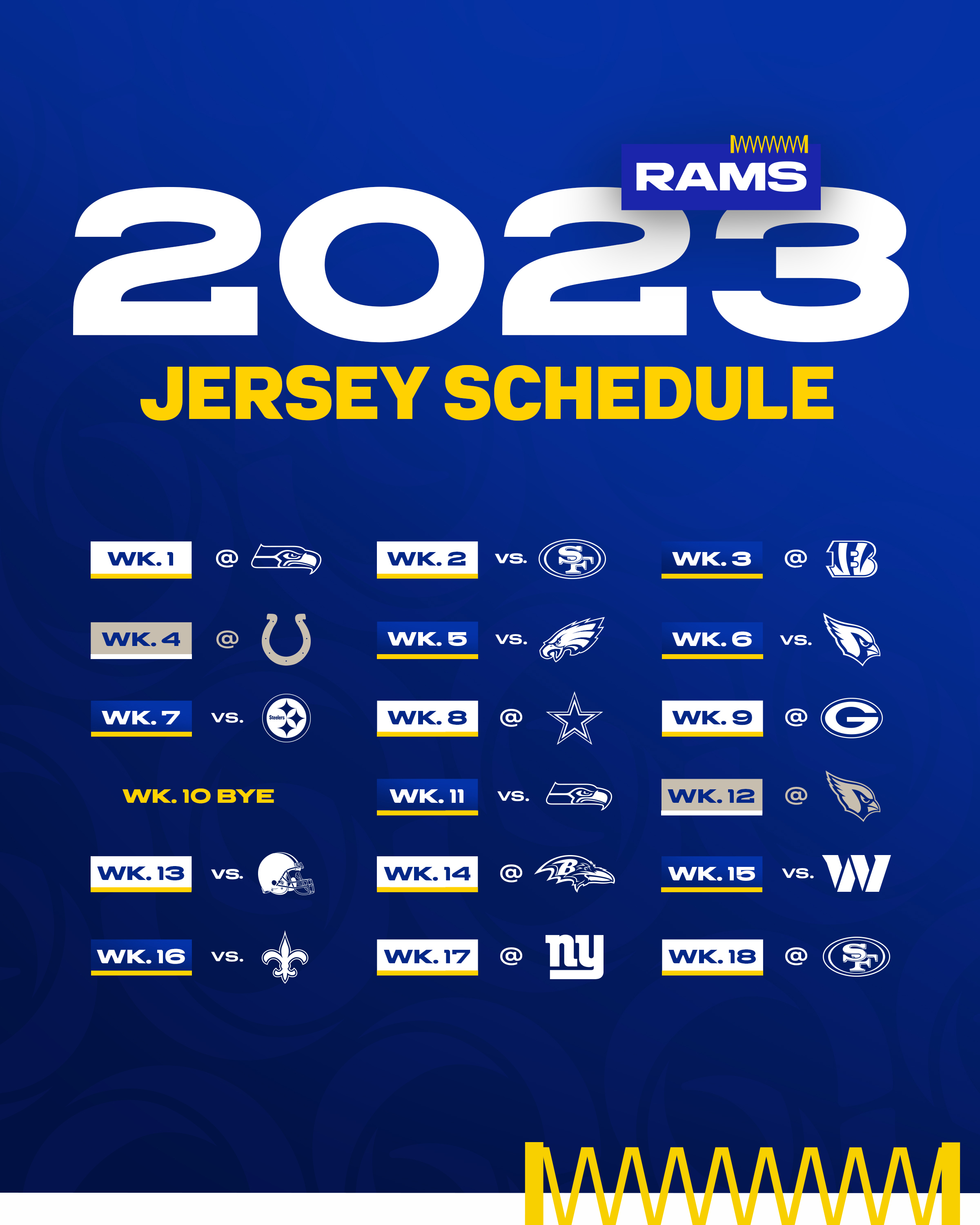 Rams 2023 uniform schedule: See which jersey LA will wear in each game