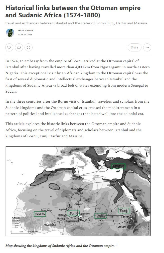 rhaplord's tweet image. icymi

&quot;Historical links between the Ottoman empire and Sudanic Africa (1574-1880)&quot;

travel and exchanges between Istanbul and the states of; Bornu, Funj, Darfur and Massina...

africanhistoryextra.com/p/historical-l…
