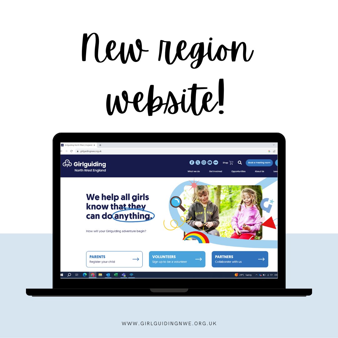 We are delighted to share our new Girlguiding North West England website with you! 
The same web address with a brand-new look and feel! We love the blend of the new branding with a touch of North West individuality! 
girlguidingnwe.org.uk