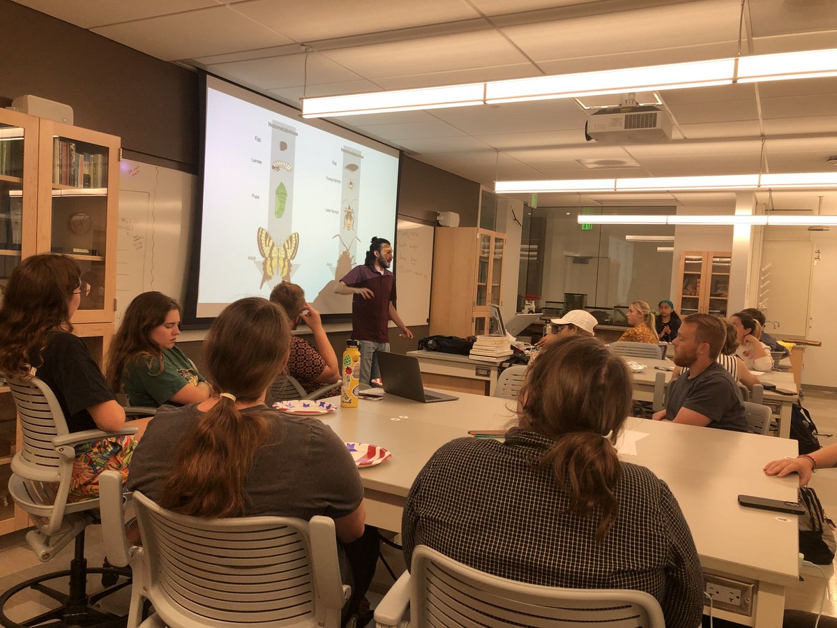 USU_InsectTours's tweet photo. The Entomology Club had a great first meeting w/ presentations by Gavin &amp; Anthony about Hemipterans &amp; Lepidoptera, respectively. Helani also led a fun scientific illustration session, where we doodled some praying mantises. Thanks all for joining! https://t.co/Bds3t998Cb