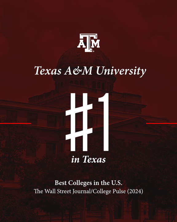 🏆 Exciting News! 🏆 @TAMU has been named the #1 University in the state of Texas according to the @WSJ 's '2024 Best Colleges in the U.S.' rankings! 🌟 Our Rankings: #1 University in the state of Texas #6 Public University in the U.S. #38 Overall University in the U.S.