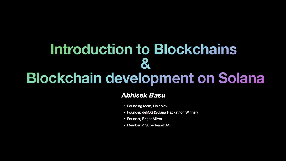 Exclusively for all <a href="/IITKanpur/">IIT Kanpur</a> students,  

Join <a href="/_AbhisekBasu/">Abhi 🦀</a> tomorrow for a 3 hour session on blockchains &amp; blockchain development on Solana, organized by @Solana &amp; @SuperteamDAO. 

This workshop is for everyone, regardless of your familiarity with blockchains. 

We'll cover
