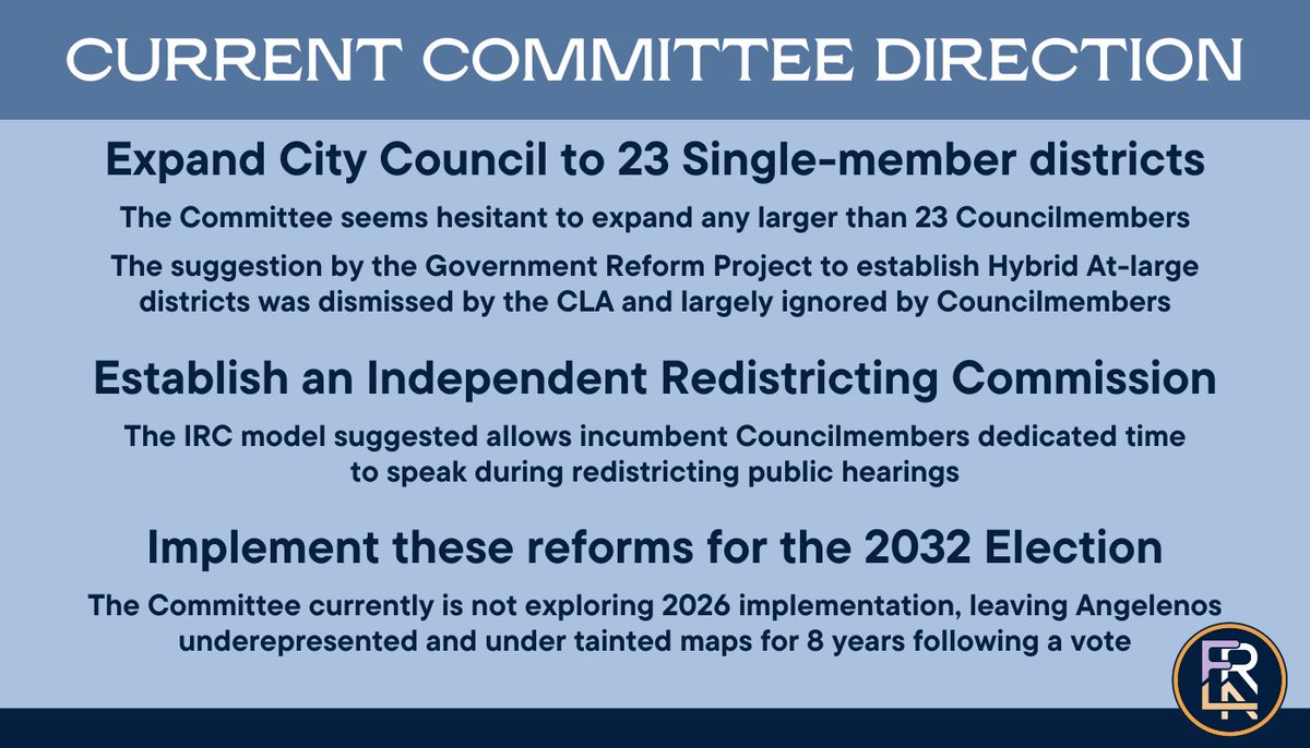 FairRepLA's tweet photo. Find our full set of Coalition Recommendations at https://t.co/yMZZ35cqmz &amp; make sure to mark the September 18th meeting of the Governance Reform Committee on your calendars NOW!

Let the Committee know what you want to see in Charter Reform!

We’ll see you at City Hall! (13/14) https://t.co/nEBmJg3A7Q