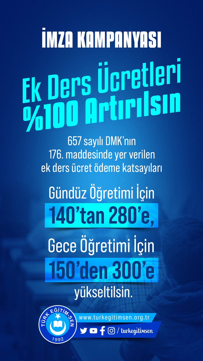 EK DERS ÜCRETLERİ
% 100 ARTIRILSIN.