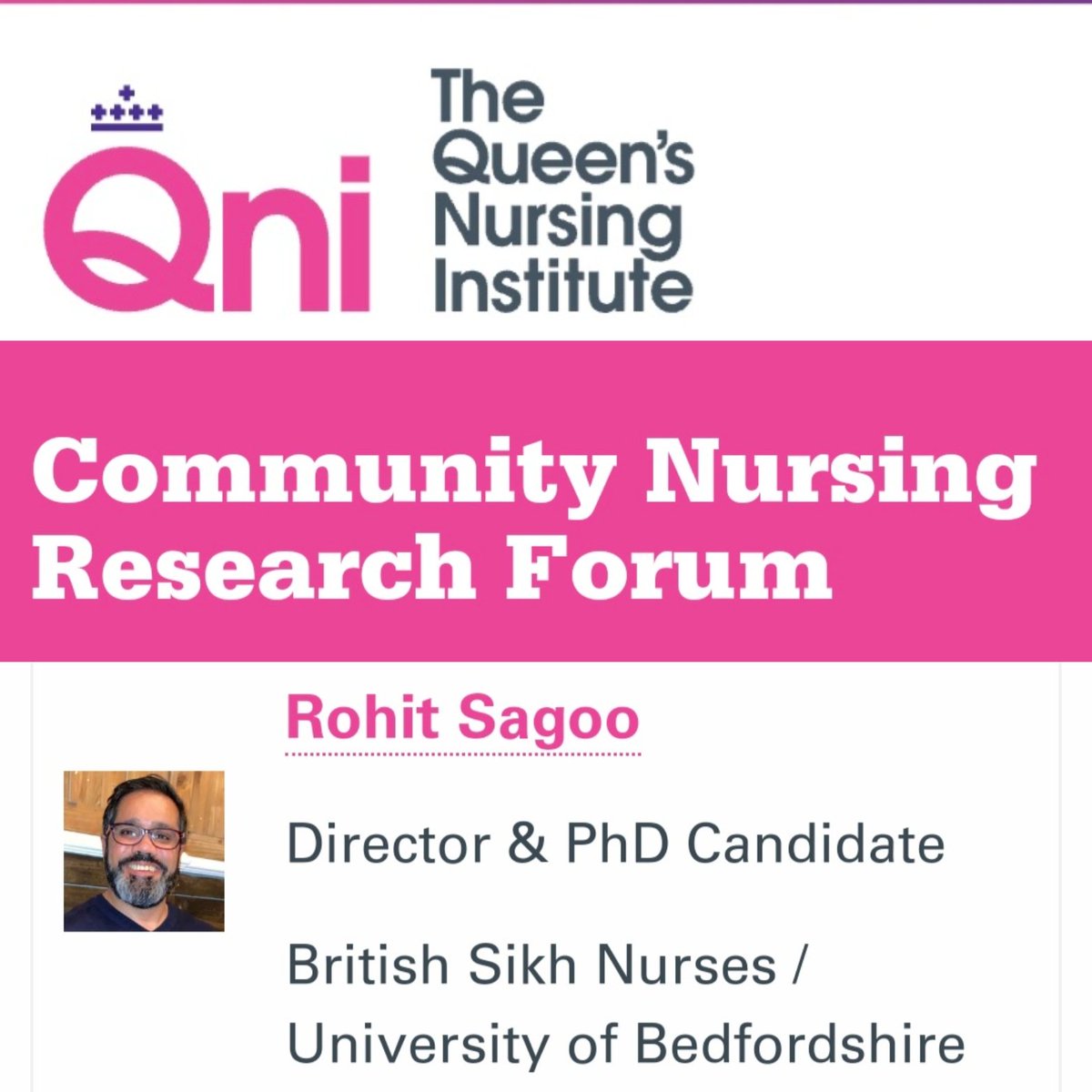 RohitSagoo's tweet photo. Thank you to The Queen's Nursing Institute for welcoming as a member of the Community Nursing Research Forum. 🙏🏽😊 @Ben_Bowers__ @MrsBosanquet @joan_myers @JabaliNetwork @karenabonner2 @FNightingaleF  @SheilaSobrany @BurdettTrust @ComNursingNow @wenurses @CNOWales @teamCNO_ https://t.co/cx6SzHMDDe