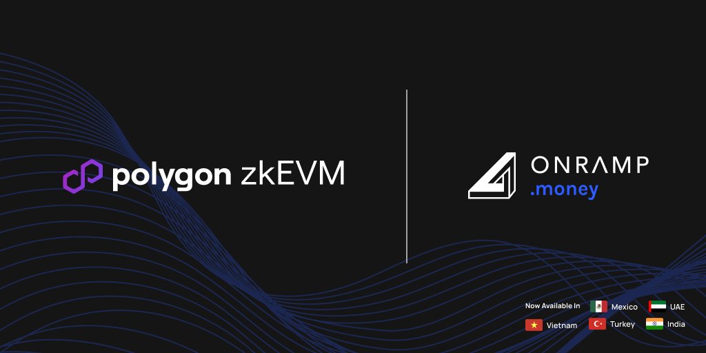Revolutionizing Crypto Transactions! Onramp Money Now Supports <a href="/0xPolygon/">Polygon</a>'s zkEVM Chain @0xPolygonDeFi ! 🌐

Users across India, Turkey, UAE, Vietnam, and Mexico can now seamlessly buy #ETH on @0xPolygonDeFi  zkEVM using local fiat currencies. Let's dive in! 🚀🌍

Read more 🧵