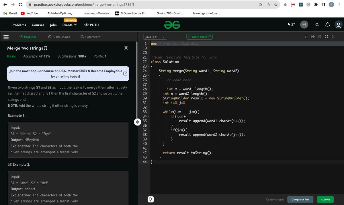 AbhishekSa221b's tweet photo. Day 8 of #100daysofcode :
1. Solved 1 problem from Gfg and one from Leetcode!
2. Started solving a challenge from frontendmentor, it is a result summary page.
#day8of100daysofcode #leetcode #gfg #dsa #coding #java #problemsolving #learninginpublic #frontend #reactjs #javascript https://t.co/wvWrhXaeKJ