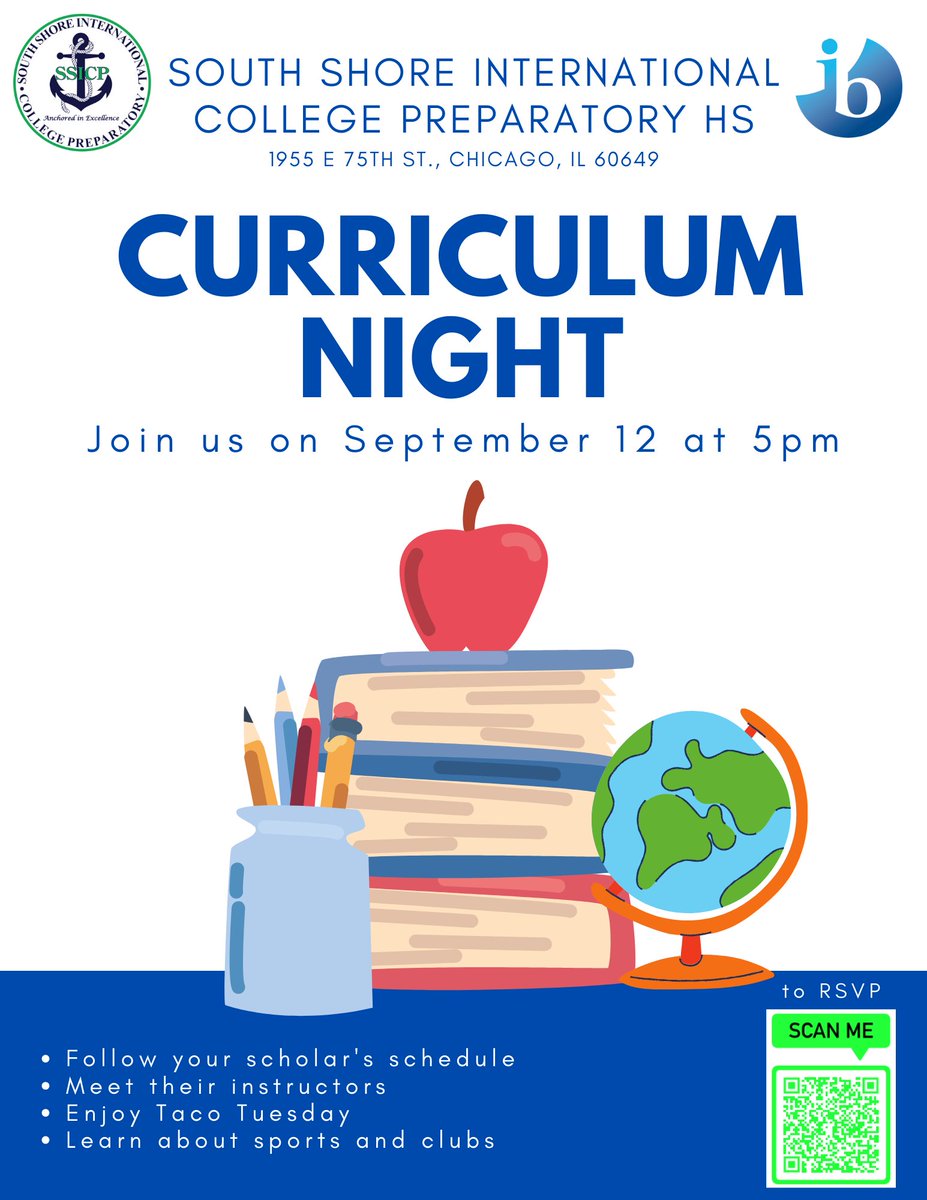 Please join us on Tuesday, September 12 at 5 p.m. for Curriculum Night. Follow your scholars' schedule, enjoy Taco Tuesday, and meet our phenomenal staff.