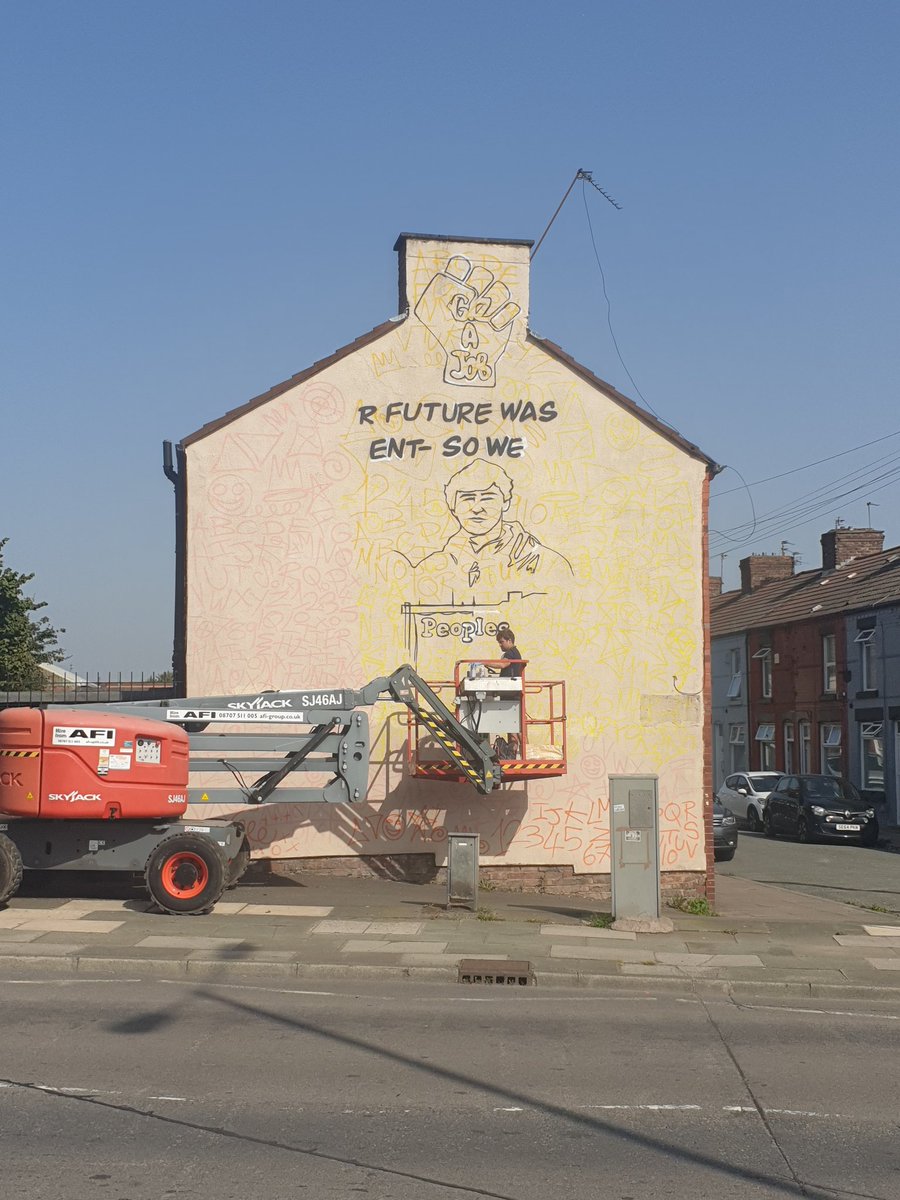 Artist John Culshaw is busy installing the mural in the north end. Can't wait to see the finished piece.