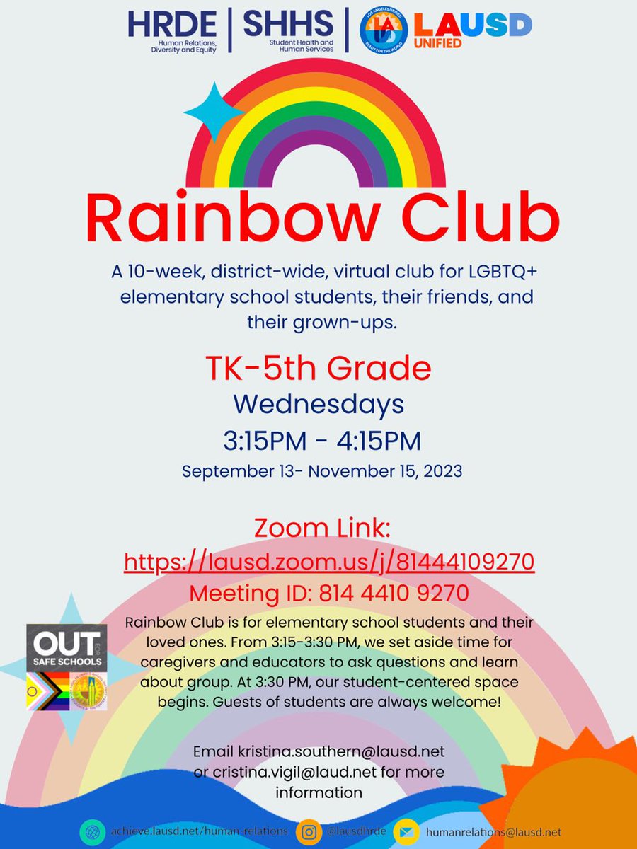 .@LASchools is having a “Rainbow Club” for kids as young as 4 years old where they can come ask questions and learn about LGBTQ+

They’re after your kids.
