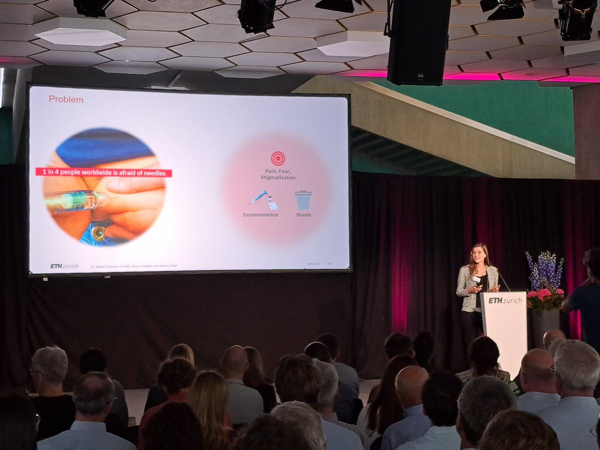 ETH_DCHAB's tweet photo. Nevena Paunovic from the Leroux Group IPW D-CHAB and CEO of #TransireBio was also among the speakers at today's @ETH_en #industrydays 2023. She talked about the painless delivery of injectable drugs via #OctoPatch, a technology for #buccal #drug #delivery. https://t.co/ptLTVDfiG6